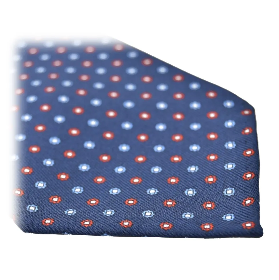 Fefè Napoli - Blue Navy 7 Folds Gentleman Silk Unlined Tie - Ties - Handmade in Italy - Luxury Exclusive Collection - Avvenice