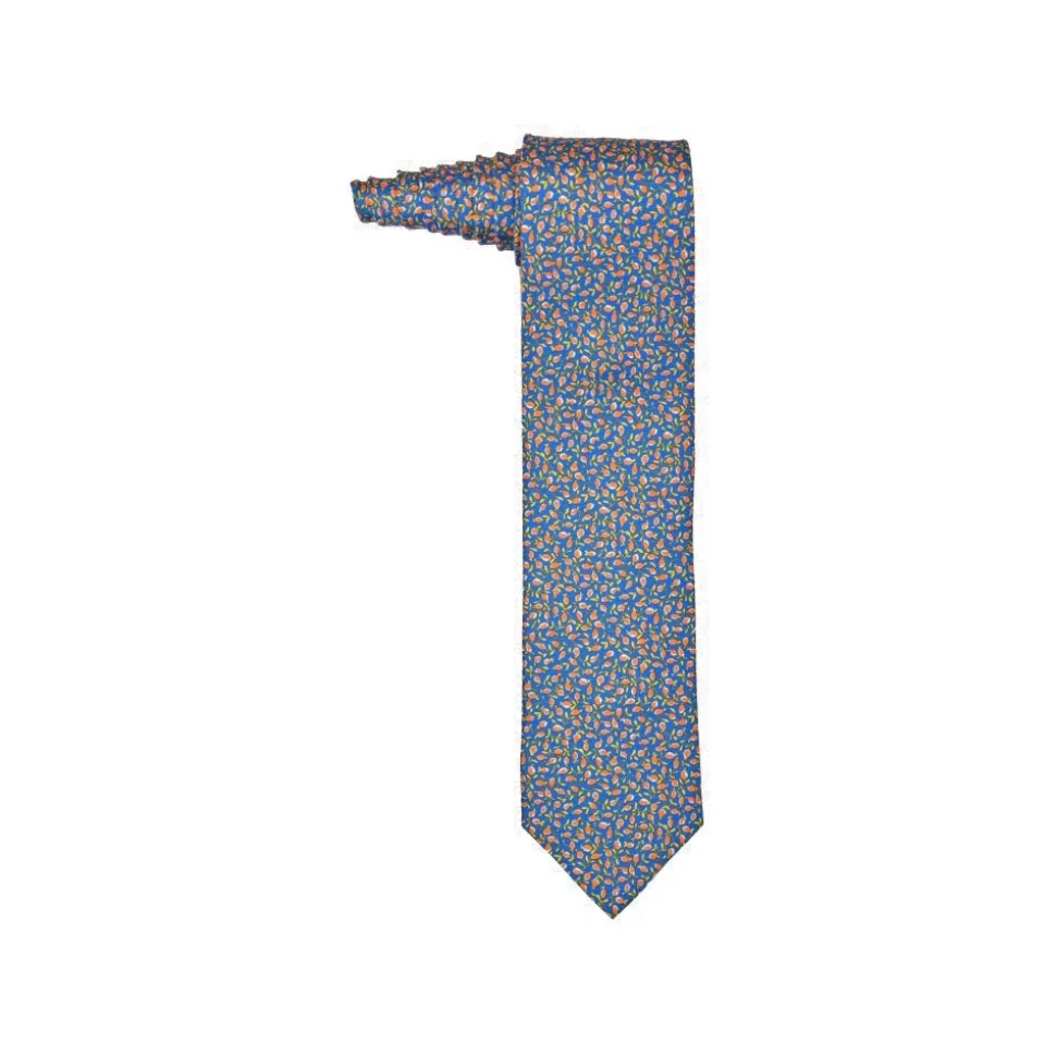 Fefè Napoli - Blue Orange Lemons Silk Tie - Ties - Handmade in Italy - Luxury Exclusive Collection - Avvenice