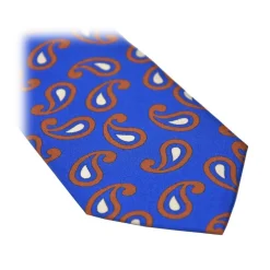 Fefè Napoli - Blue Paisley Dandy Silk Tie - Ties - Handmade in Italy - Luxury Exclusive Collection - Avvenice