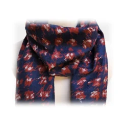 Fefè Napoli - Blue Pied De Poule Dandy Silk Scarf - Scarves and Foulards - Handmade in Italy - Luxury Exclusive Collection - Avvenice