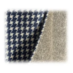 Fefè Napoli - Blue Pied De Poule Double Gentleman Scarf - Scarves and Foulards - Handmade in Italy - Luxury Exclusive Collection - Avvenice