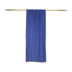 Fefè Napoli - Blue Pois Double Dandy Silk Scarf - Scarves and Foulards - Handmade in Italy - Luxury Exclusive Collection - Avvenice