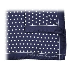 Fefè Napoli - Blue Pois Silk Gentleman Pocket Square - Pocket-Square - Handmade in Italy - Luxury Exclusive Collection - Avvenice