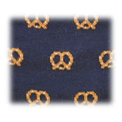 Fefè Napoli - Blue Pretzel Short Dandy Men's Socks - Socks - Handmade in Italy - Luxury Exclusive Collection - Avvenice