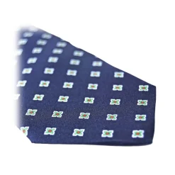 Fefè Napoli - Blue Quatrefoil Gentleman Silk Tie - Ties - Handmade in Italy - Luxury Exclusive Collection - Avvenice