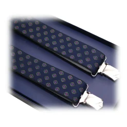 Fefè Napoli - Blue Rhombhus Gentleman Suspenders - Braces - Handmade in Italy - Luxury Exclusive Collection - Avvenice