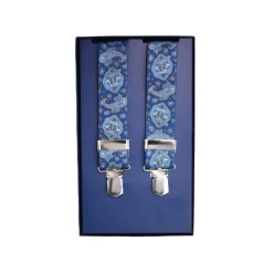 Fefè Napoli - Blue Royal Cash Gentleman Suspenders - Braces - Handmade in Italy - Luxury Exclusive Collection - Avvenice