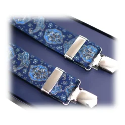 Fefè Napoli - Blue Royal Cash Gentleman Suspenders - Braces - Handmade in Italy - Luxury Exclusive Collection - Avvenice