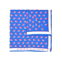 Fefè Napoli - Blue Royal Hibiscus Silk Dandy Pocket Square - Pocket-Square - Handmade in Italy - Luxury Exclusive Collection - Avvenice