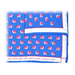 Fefè Napoli - Blue Royal Hibiscus Silk Dandy Pocket Square - Pocket-Square - Handmade in Italy - Luxury Exclusive Collection - Avvenice