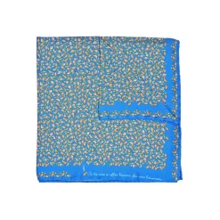 Fefè Napoli - Blue Royal Lemons Silk Dandy Pocket Square - Pocket-Square - Handmade in Italy - Luxury Exclusive Collection - Avvenice