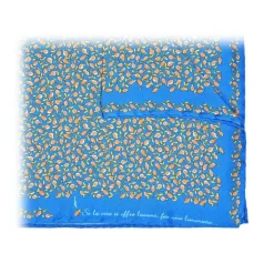Fefè Napoli - Blue Royal Lemons Silk Dandy Pocket Square - Pocket-Square - Handmade in Italy - Luxury Exclusive Collection - Avvenice