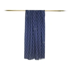 Fefè Napoli - Blue San Gennaro Scaramantia Wool Scarf - Scarves and Foulards - Handmade in Italy - Luxury Exclusive Collection - Avvenice