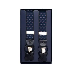 Fefè Napoli - Blue Special Dandy Suspenders - Braces - Handmade in Italy - Luxury Exclusive Collection - Avvenice
