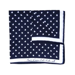 Fefè Napoli - Blue White Heart Silk Dandy Pocket Square - Pocket-Square - Handmade in Italy - Luxury Exclusive Collection - Avvenice