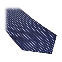 Fefè Napoli - Blue White Pois Gentleman Silk Tie - Ties - Handmade in Italy - Luxury Exclusive Collection - Avvenice
