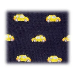 Fefè Napoli - Blue Yellow Cinquecento Short Dandy Men's Socks - Socks - Handmade in Italy - Luxury Exclusive Collection - Avvenice