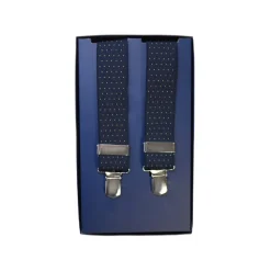 Fefè Napoli - Blue Yellow Pois Gentleman Suspenders - Braces - Handmade in Italy - Luxury Exclusive Collection - Avvenice