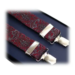 Fefè Napoli - Bordeaux Cash Gentleman Suspenders - Braces - Handmade in Italy - Luxury Exclusive Collection - Avvenice