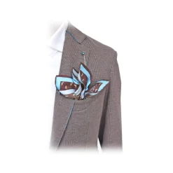 Fefè Napoli - Brown Bassett Silk Dandy Pocket Square - Pocket-Square - Handmade in Italy - Luxury Exclusive Collection - Avvenice