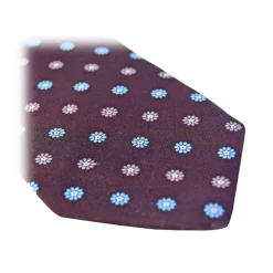 Fefè Napoli - Brown Flower Dandy Silk Tie - Ties - Handmade in Italy - Luxury Exclusive Collection - Avvenice