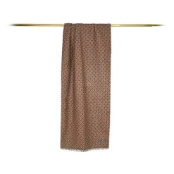 Fefè Napoli - Brown Flowers Seventy Double Scarf - Scarves and Foulards - Handmade in Italy - Luxury Exclusive Collection - Avvenice