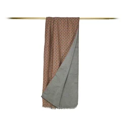 Fefè Napoli - Brown Flowers Seventy Double Silk Scarf - Scarves and Foulards - Handmade in Italy - Luxury Exclusive Collection - Avvenice