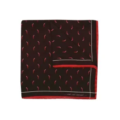 Fefè Napoli - Brown Lucky Horns Silk Scaramantia Pocket Square - PocketSquare - Handmade in Italy - Luxury Exclusive Collection - Avvenice