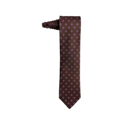 Fefè Napoli - Brown Quatrefoil Gentleman Silk Tie - Ties - Handmade in Italy - Luxury Exclusive Collection - Avvenice