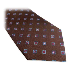 Fefè Napoli - Brown Quatrefoil Gentleman Silk Tie - Ties - Handmade in Italy - Luxury Exclusive Collection - Avvenice
