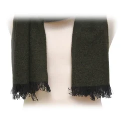Fefè Napoli - Dark Green Cashmere Elegance Scarf - Scarves and Foulards - Handmade in Italy - Luxury Exclusive Collection - Avvenice