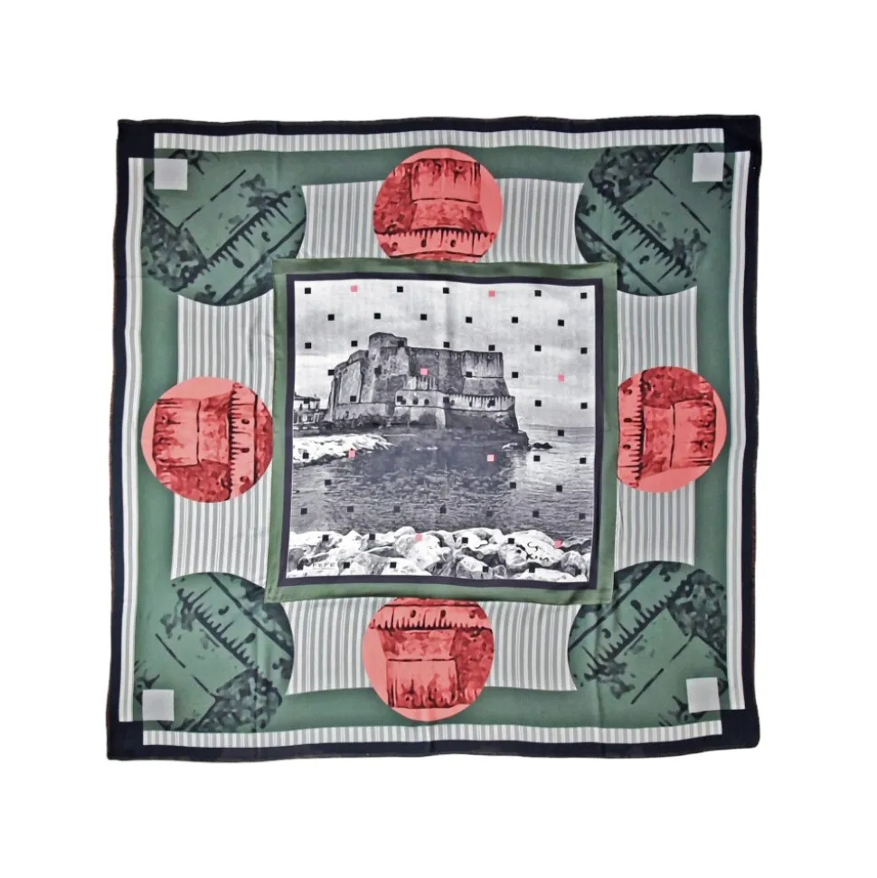 Fefè Napoli - Dell'Ovo Castle Wool Silk Shawl - Scarves and Foulards - Handmade in Italy - Luxury Exclusive Collection - Avvenice