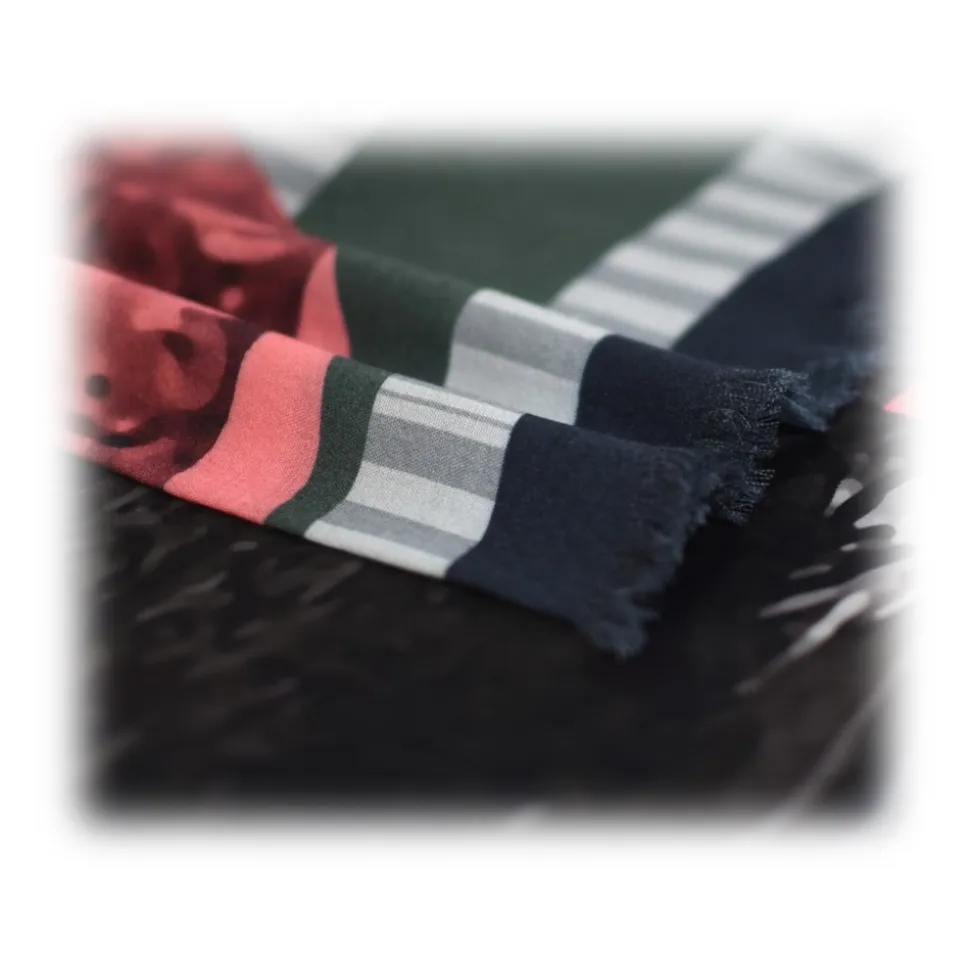 Fefè Napoli - Dell'Ovo Castle Wool Silk Shawl - Scarves and Foulards - Handmade in Italy - Luxury Exclusive Collection - Avvenice