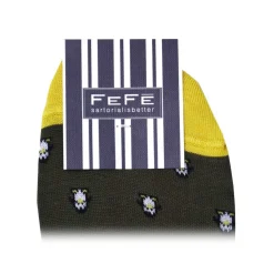 Fefè Napoli - Green Penguin Men's Peds - Socks - Handmade in Italy - Luxury Exclusive Collection - Avvenice