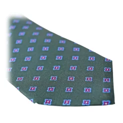 Fefè Napoli - Green Quatrefoil Gentleman Silk Tie - Ties - Handmade in Italy - Luxury Exclusive Collection - Avvenice