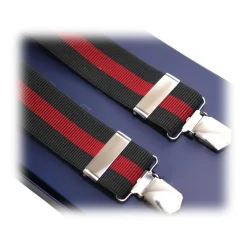 Fefè Napoli - Green Red Stripes Gentleman Suspenders - Braces - Handmade in Italy - Luxury Exclusive Collection - Avvenice
