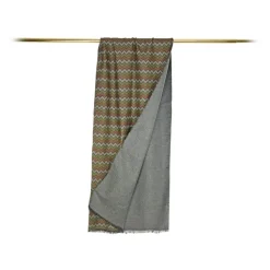 Fefè Napoli - Green Zig-zag Double Dandy Silk Scarf - Scarves and Foulards - Handmade in Italy - Luxury Exclusive Collection - Avvenice