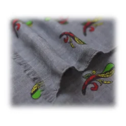 Fefè Napoli - Grey Ace of Sticks Scaramantia Wool Scarf - Scarves and Foulards - Handmade in Italy - Luxury Exclusive Collection - Avvenice