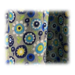 Fefè Napoli - Grey Flowers Dandy Wool Scarf - Scarves and Foulards - Handmade in Italy - Luxury Exclusive Collection - Avvenice