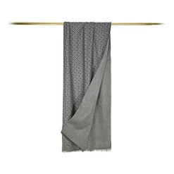 Fefè Napoli - Grey Flowers Seventy Double Silk Scarf - Scarves and Foulards - Handmade in Italy - Luxury Exclusive Collection - Avvenice