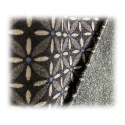 Fefè Napoli - Grey Flowers Seventy Double Silk Scarf - Scarves and Foulards - Handmade in Italy - Luxury Exclusive Collection - Avvenice