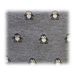 Fefè Napoli - Grey Penguin Short Dandy Men's Socks - Socks - Handmade in Italy - Luxury Exclusive Collection - Avvenice