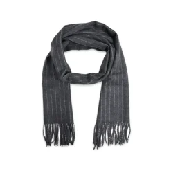 Fefè Napoli - Grey Pinstripe Wool Elegance Scarf - Scarves and Foulards - Handmade in Italy - Luxury Exclusive Collection - Avvenice