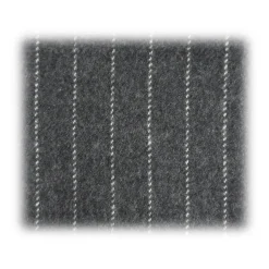 Fefè Napoli - Grey Pinstripe Wool Elegance Scarf - Scarves and Foulards - Handmade in Italy - Luxury Exclusive Collection - Avvenice