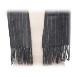 Fefè Napoli - Grey Pinstripe Wool Elegance Scarf - Scarves and Foulards - Handmade in Italy - Luxury Exclusive Collection - Avvenice