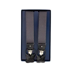 Fefè Napoli - Grey Pois Gentleman Suspenders - Braces - Handmade in Italy - Luxury Exclusive Collection - Avvenice