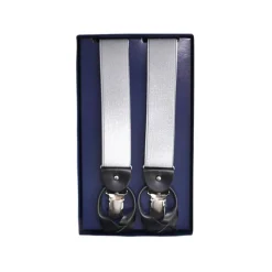 Fefè Napoli - Grey Satin Gentleman Suspenders - Braces - Handmade in Italy - Luxury Exclusive Collection - Avvenice