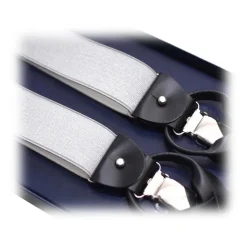 Fefè Napoli - Grey Satin Gentleman Suspenders - Braces - Handmade in Italy - Luxury Exclusive Collection - Avvenice
