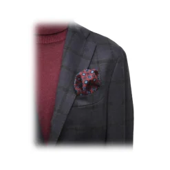 Fefè Napoli - Lanapoli Quadri Blue Black Jacket - Jackets - Handmade in Italy - Luxury Exclusive Collection - Avvenice