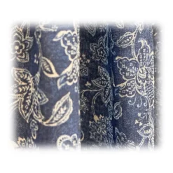 Fefè Napoli - Light-Blue Flowers Wool Dandy Scarf - Scarves and Foulards - Handmade in Italy - Luxury Exclusive Collection - Avvenice